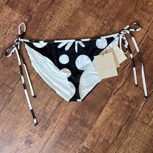 NEW Cala de la Cruz Alex Manuela Bikini Bottom swimsuit black & white polka dots